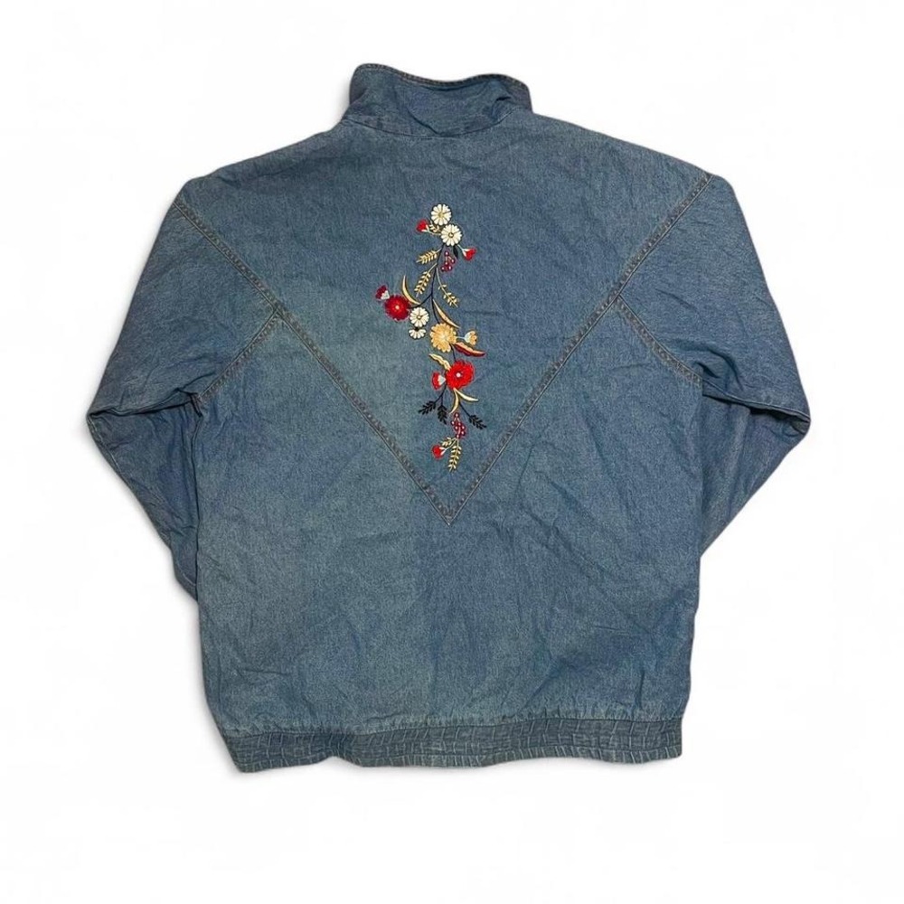 Y2K‎ Floral Embroidered Denim Zip Jacket - Picture 5 of 7